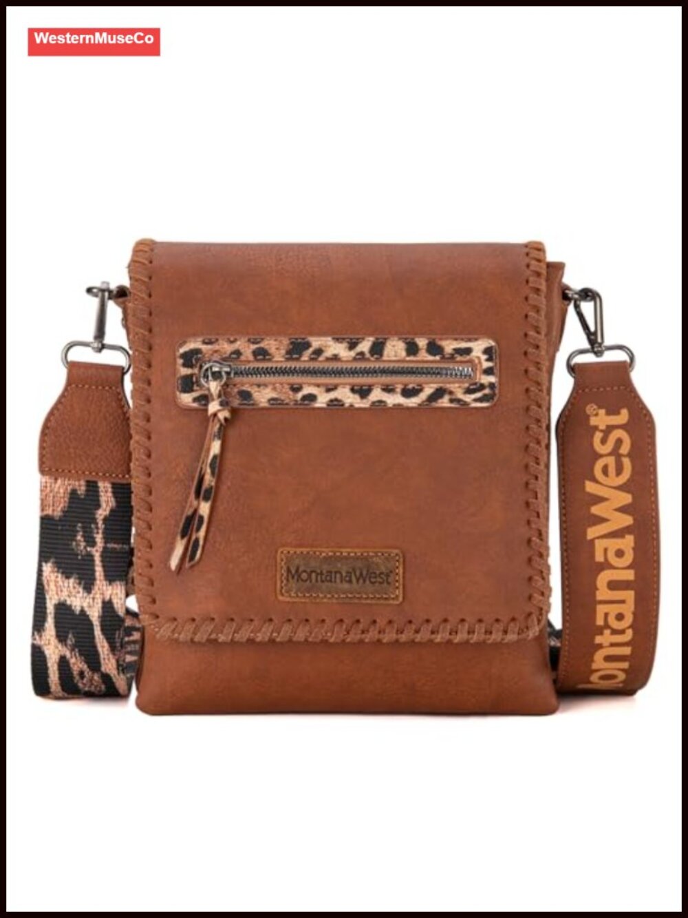 Vegan Leather Crossbody Bag Dual Compartment Adjustable Strap